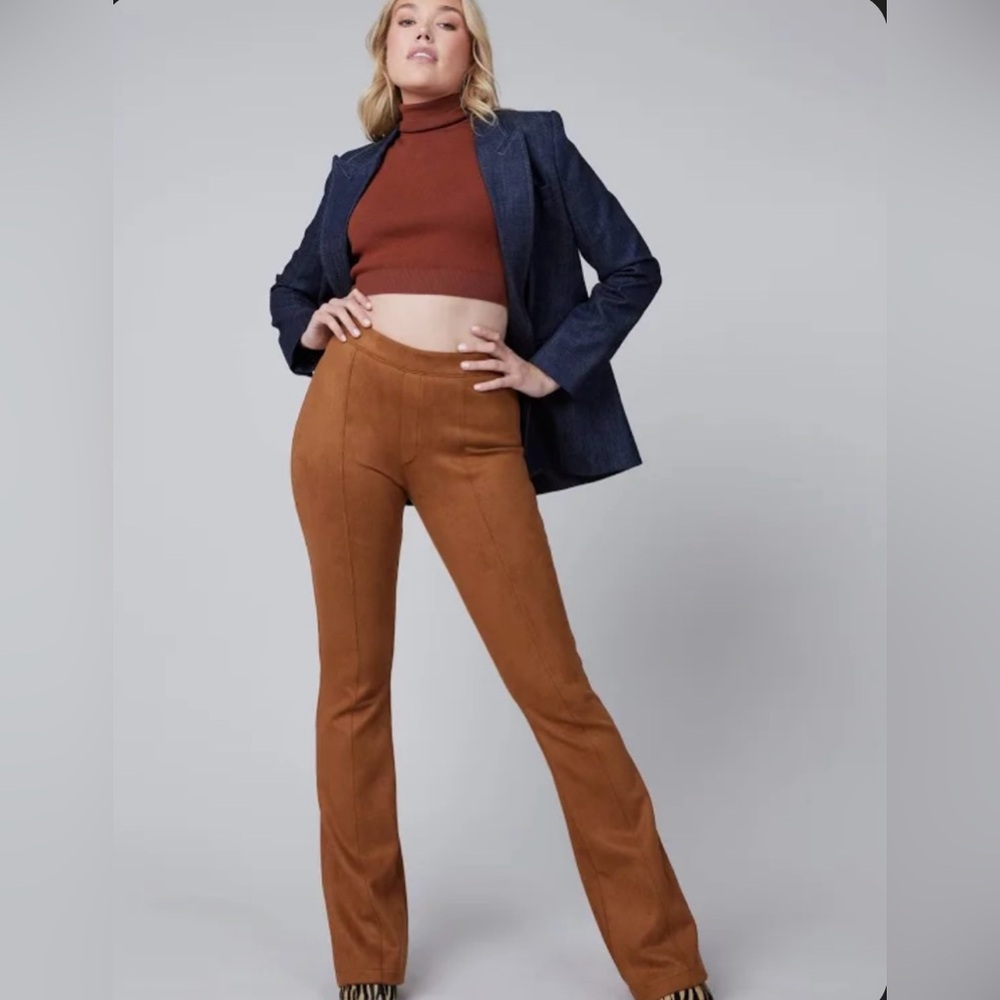 Spanx Faux Suede Flares size Large in Rich Caramel